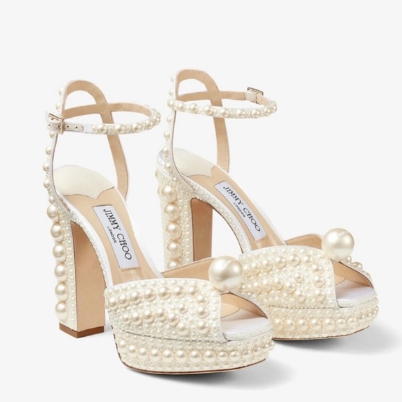 Jimmy Choo Shoes - Jimmy Choo Pearl Embellished White Bridal Heels size 38